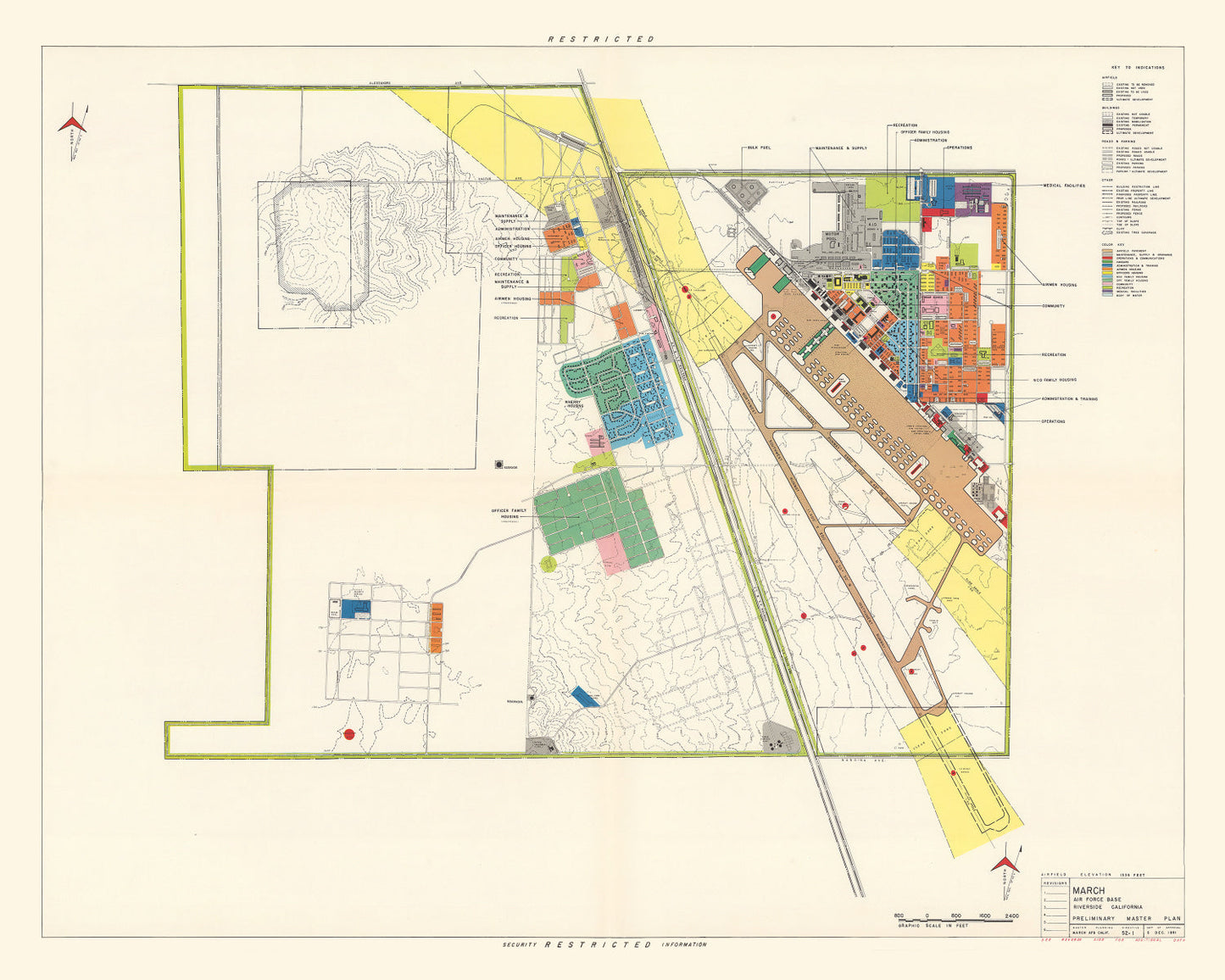 Vintage Map of March Air Force Base, California, 1951