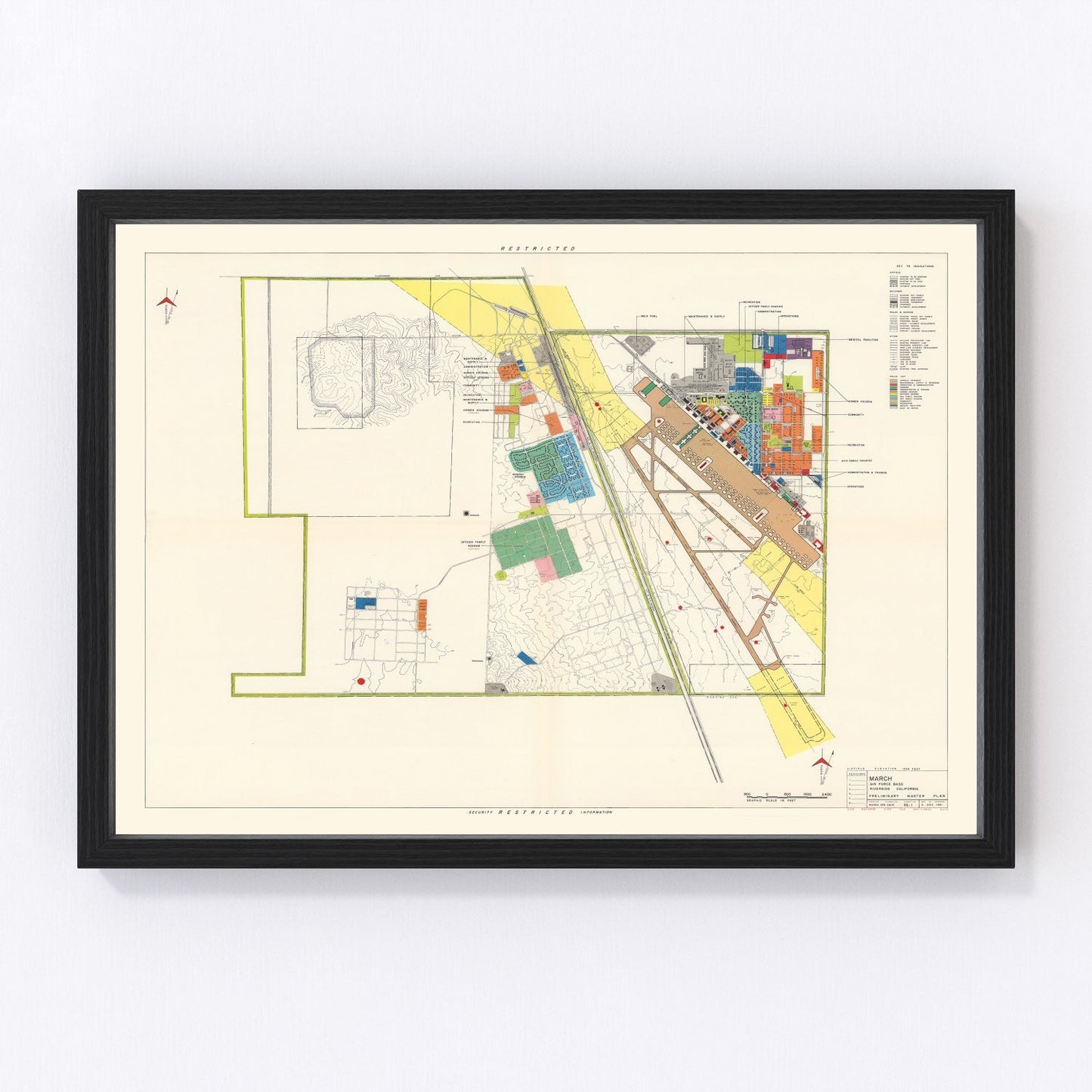 Vintage map of March Air Force Base, California, 1951