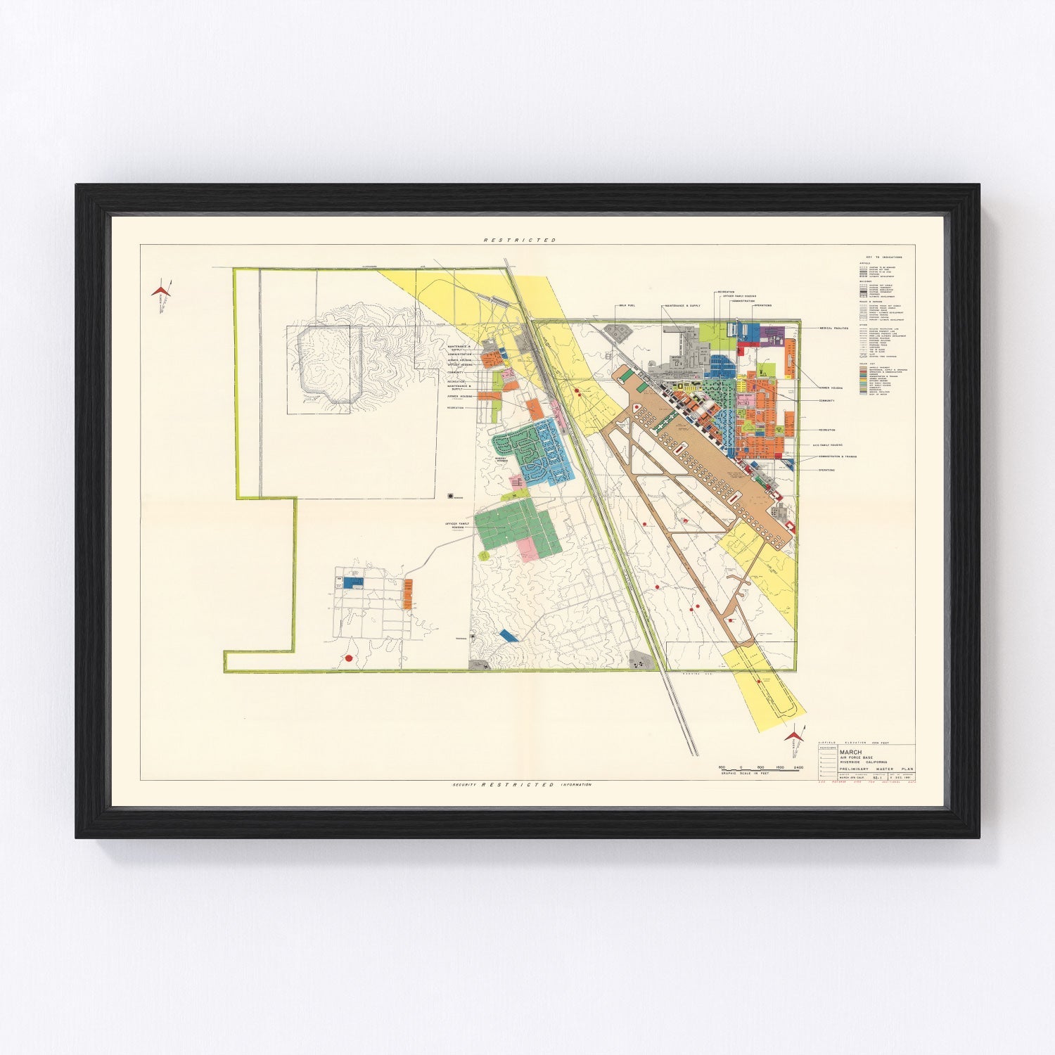 Vintage map of March Air Force Base, California, 1951