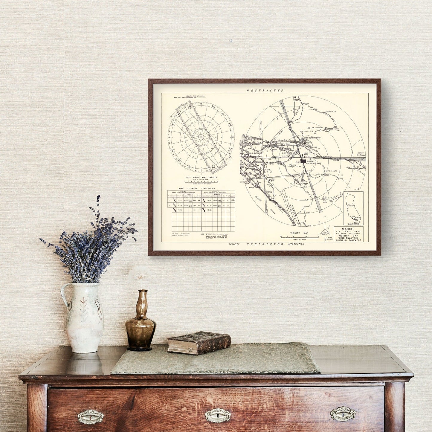 Vintage Map of March Air Force Base Vicinity, California, 1951