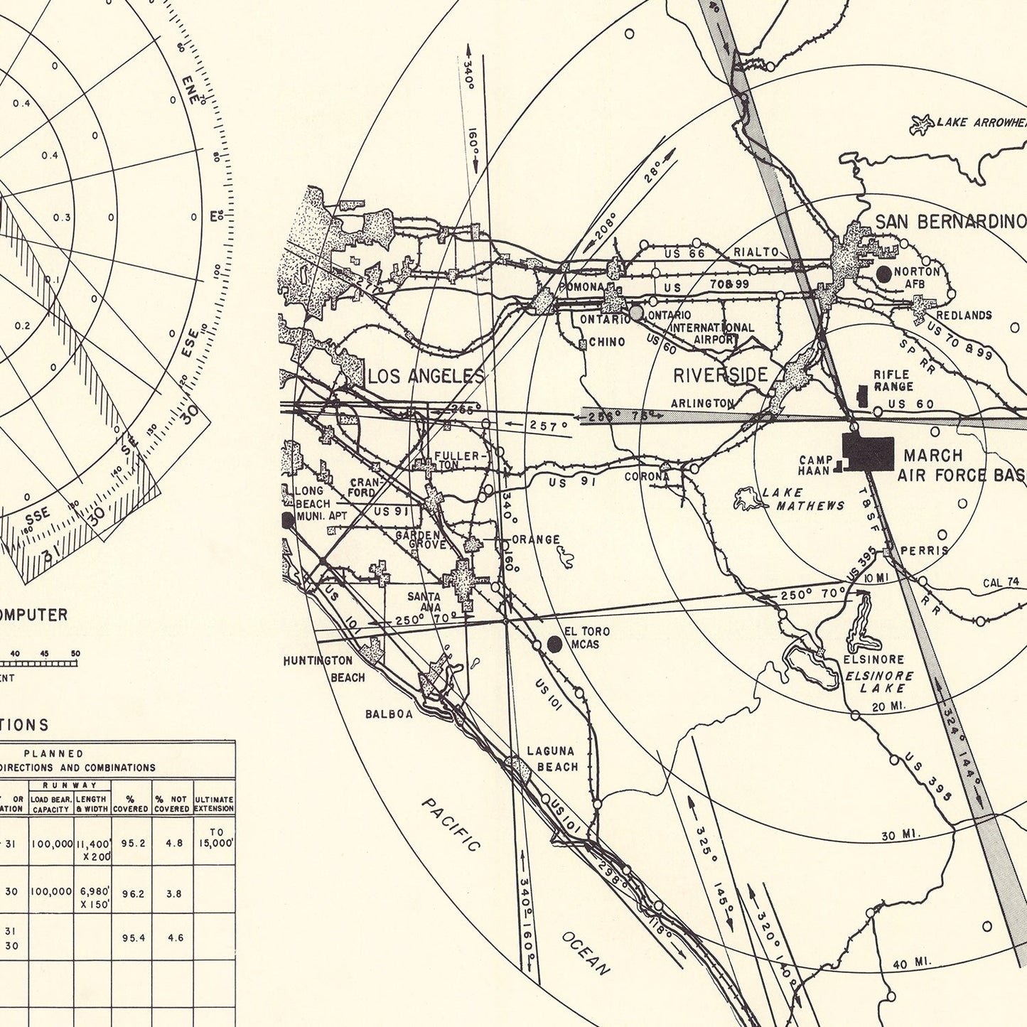 Vintage Map of March Air Force Base Vicinity, California, 1951