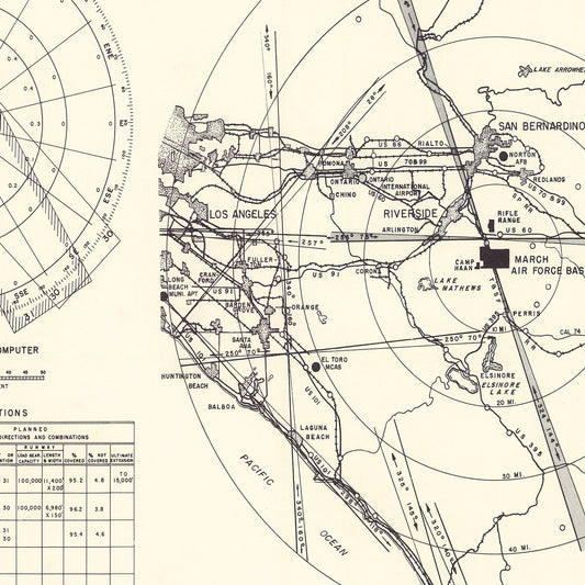 Vintage Map of March Air Force Base Vicinity, California, 1951