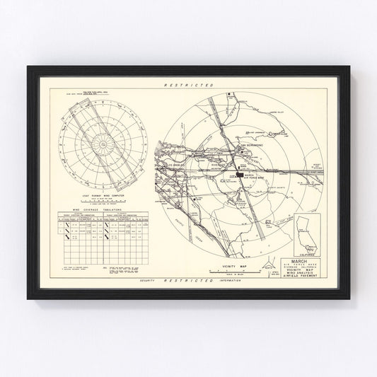 vintage map of March Air Force Base vicinity, Riverside County, California, 1951