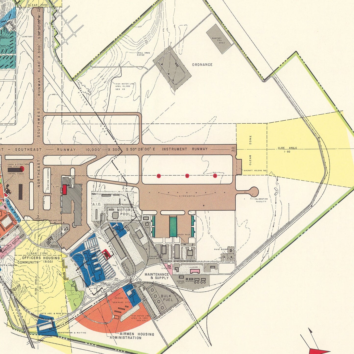 Vintage Map of Offutt Air Force Base, Omaha, Nebraska, 1951