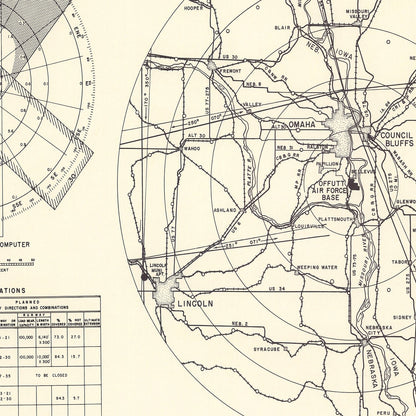 Vintage Map of Offutt Air Force Base Vicinity, Nebraska, 1952