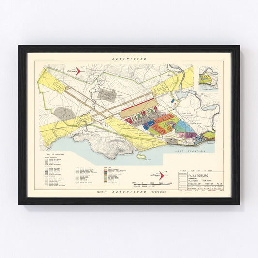Vintage map of Plattsburgh Barracks, New York, 1952