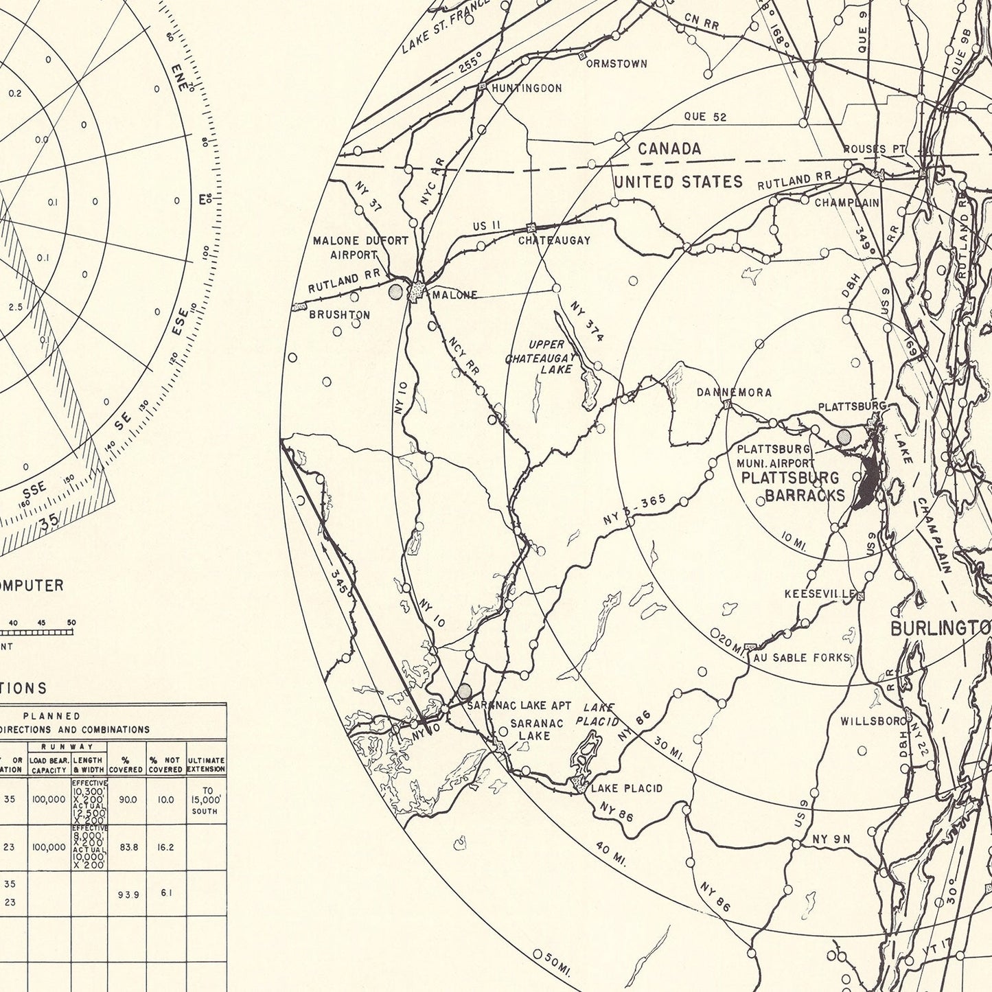 Vintage Map of Plattsburgh Barracks Vicinity, New York, 1952