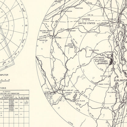 Vintage Map of Plattsburgh Barracks Vicinity, New York, 1952