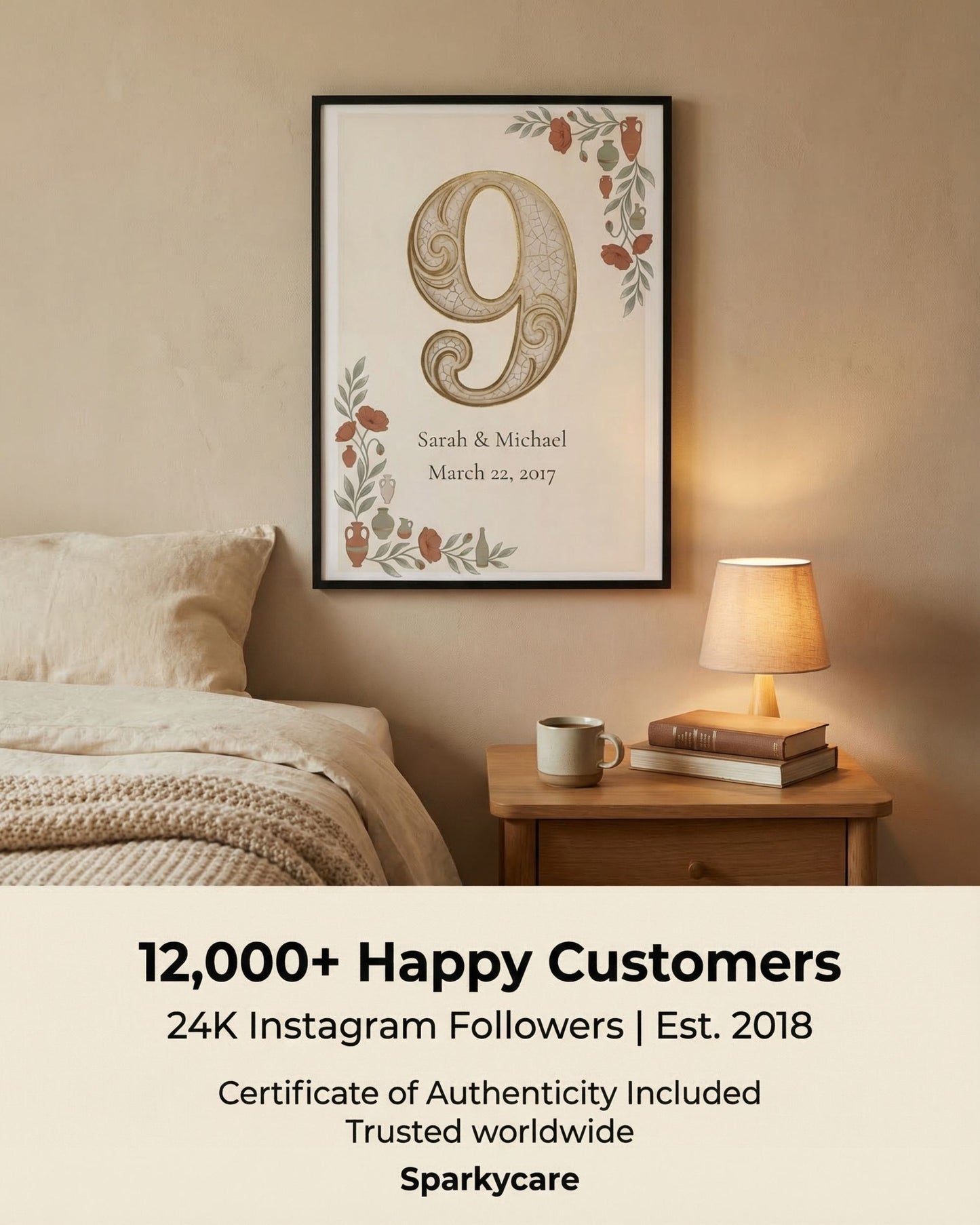 Personalized 9th Anniversary Wall Art