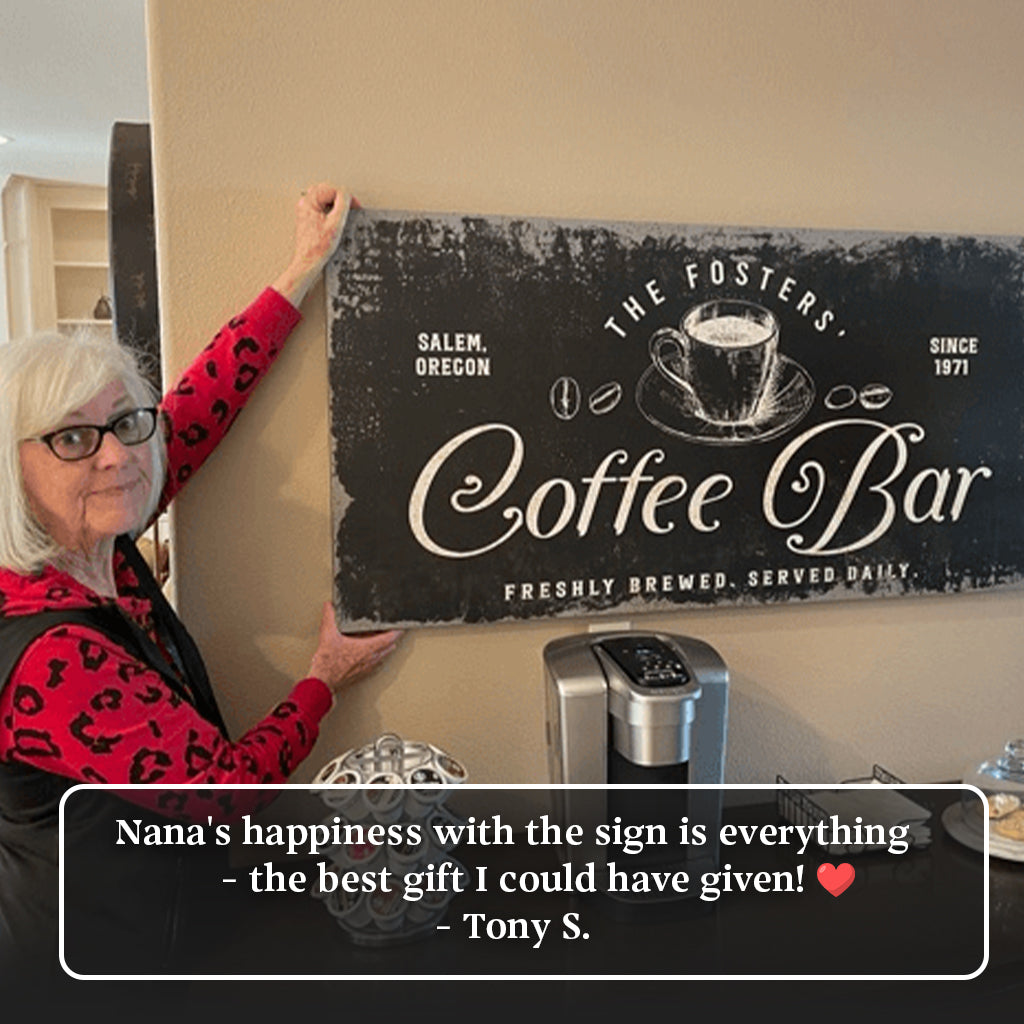Personalized Coffee Bar Canvas Sign