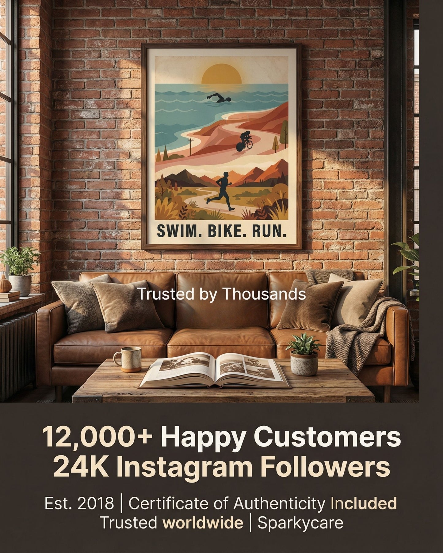 Triathlon Poster: Retro Swim Bike Run Framed Wall Art