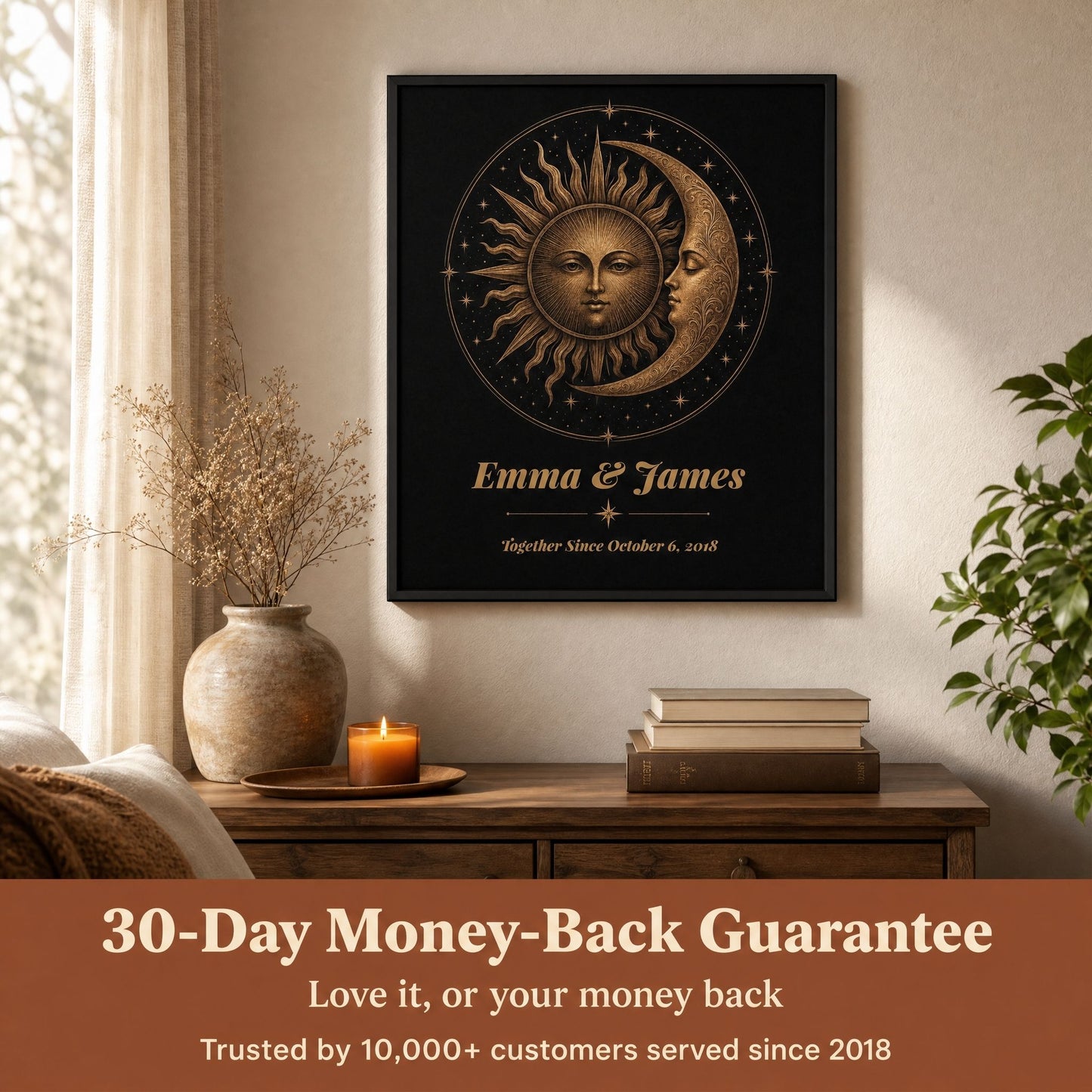 Personalized Sun & Moon Bronze Anniversary Print