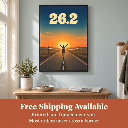 Free shipping available on the marathon finish line print, printed and framed close to you