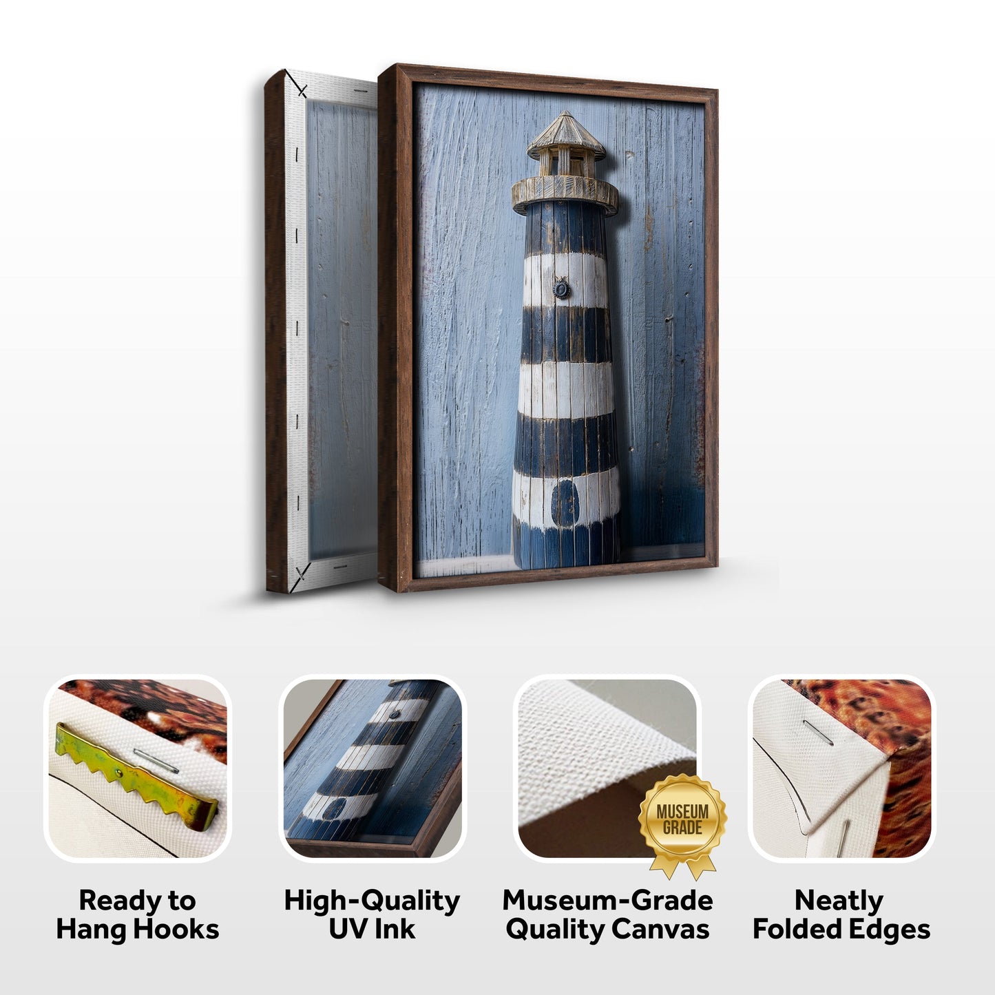Wooden Lighthouse Coastal Canvas Wall Art
