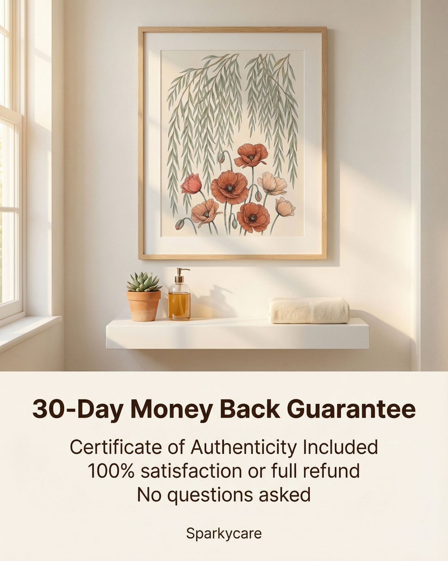 Willow Tree and Poppy Botanical 9th Anniversary Wall Art