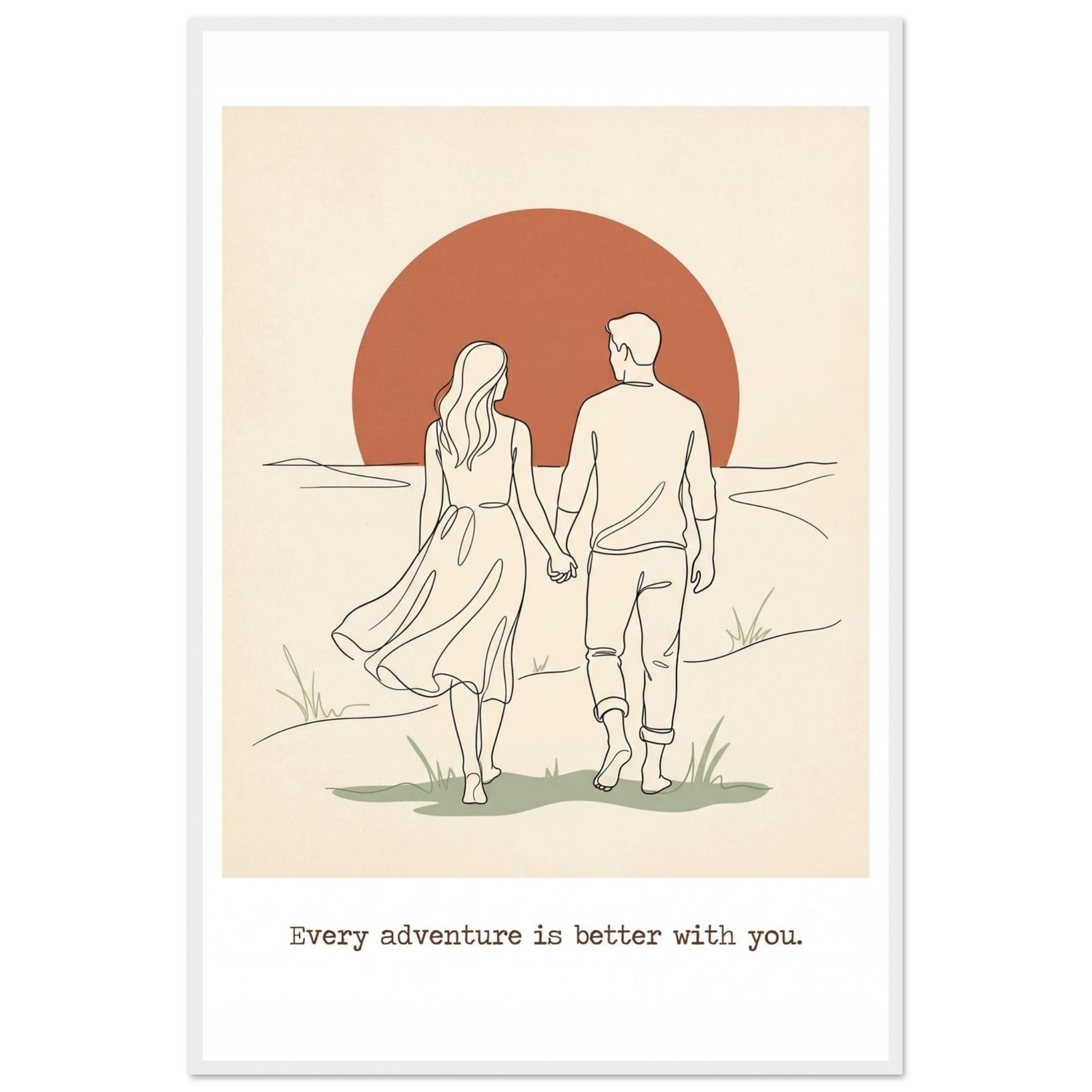 Romantic Wall Art - Couples Poster for Your Bedroom - 60x90 cm / 24x36″ - White frame / Ready-to-hang - Sparkycare