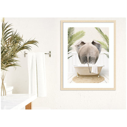 Elephant Back in Palm Bathtub by Amy Peterson Framed Wall Art Print
