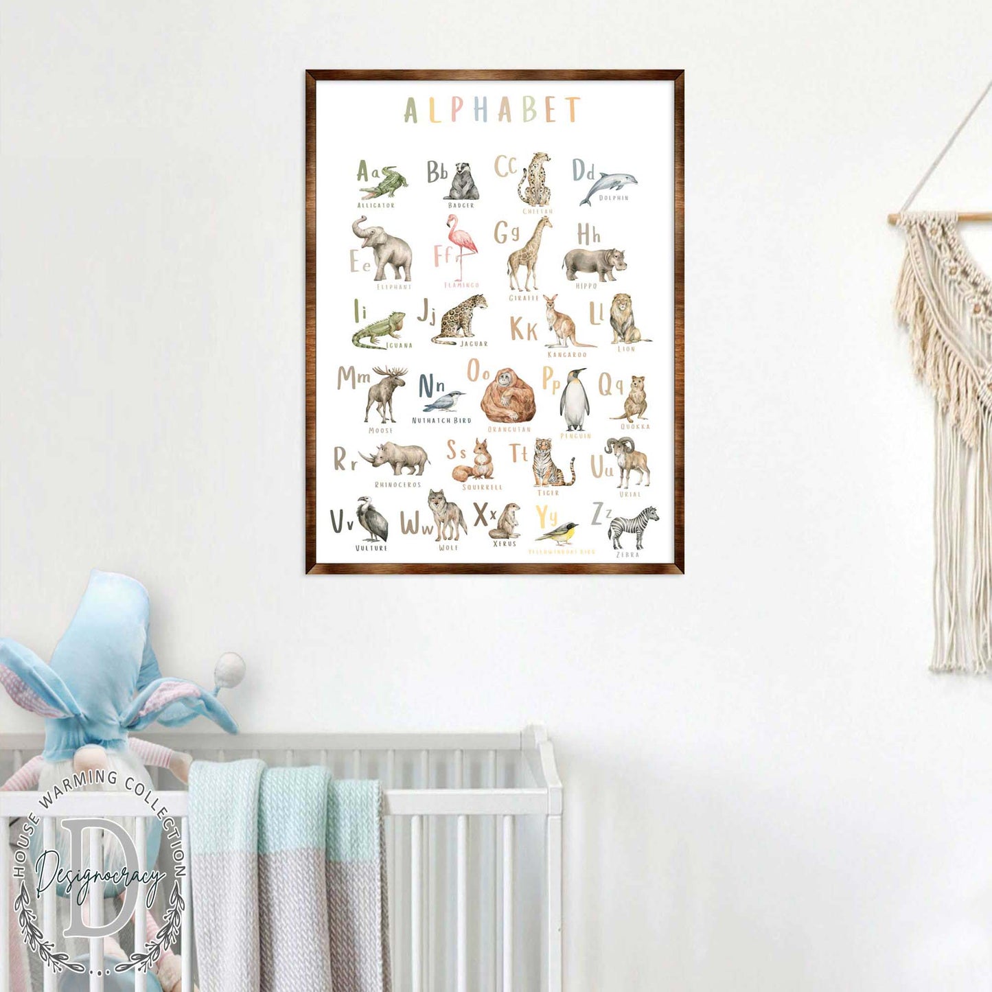 Animal Alphabet Wooden Kids Room Wall Art
