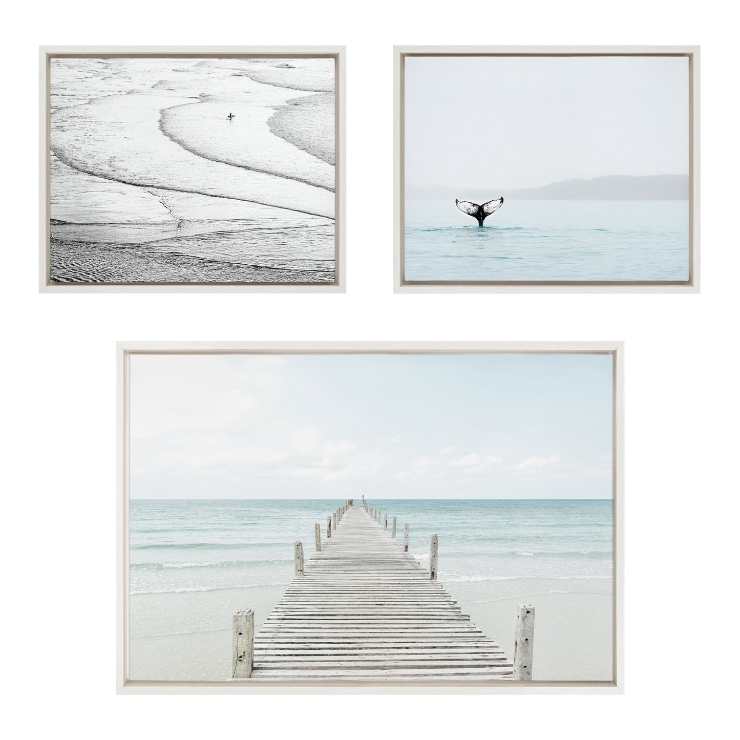 Ocean Beach Framed Canvas Art Set