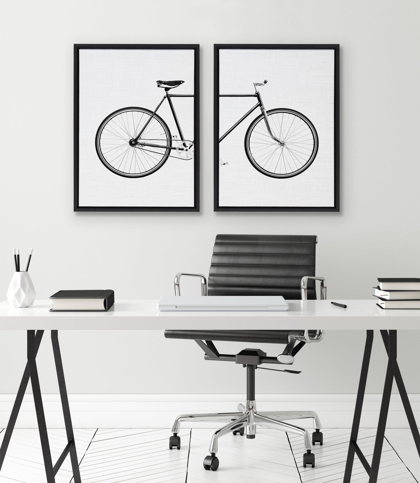 Sylvie Bicycle Framed Canvas by Simon Te of Tai Prints