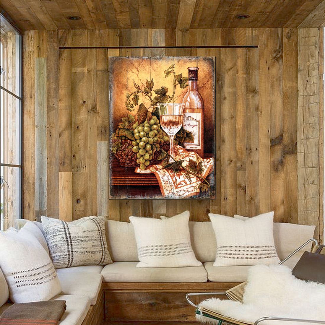 Vine and Grapes Handcrafted Wood Wall Art