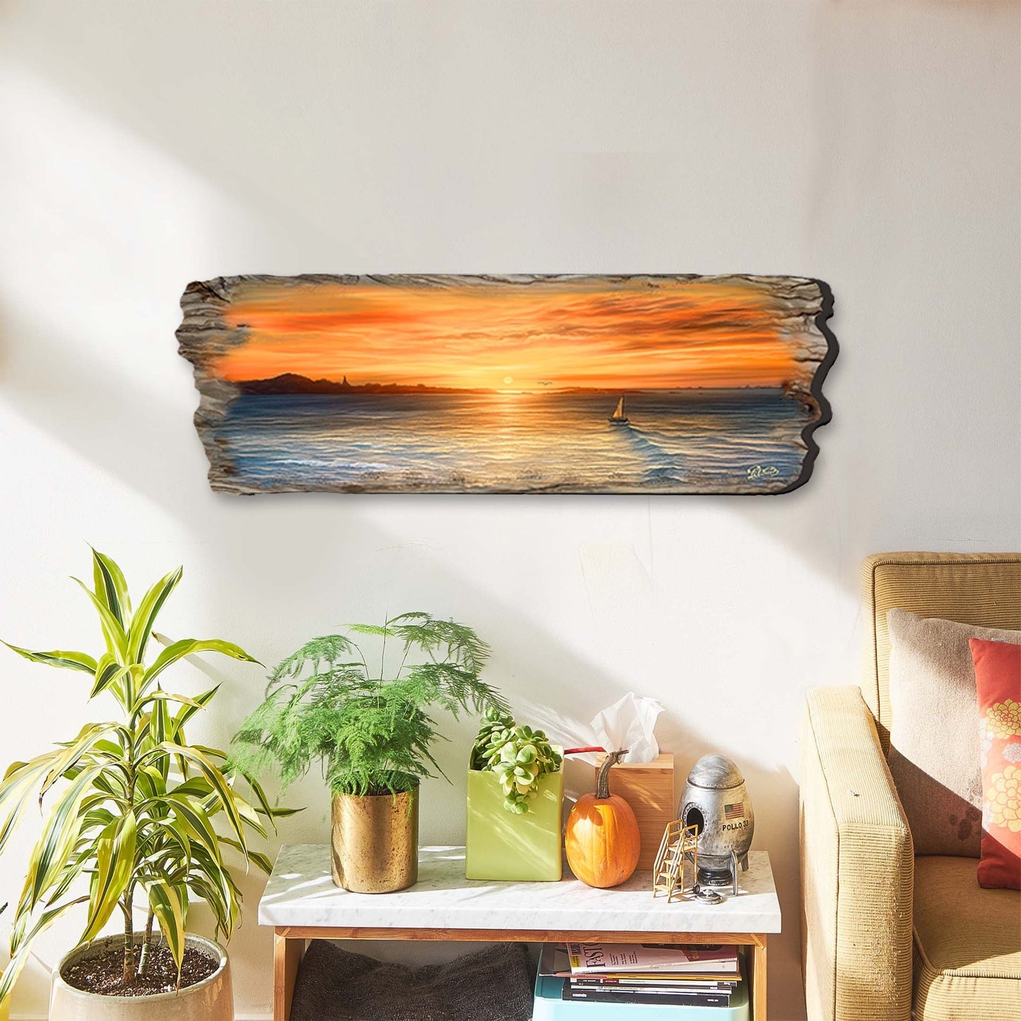 Ocean Sunset Wood Wall Art - Coastal Seascape Decor
