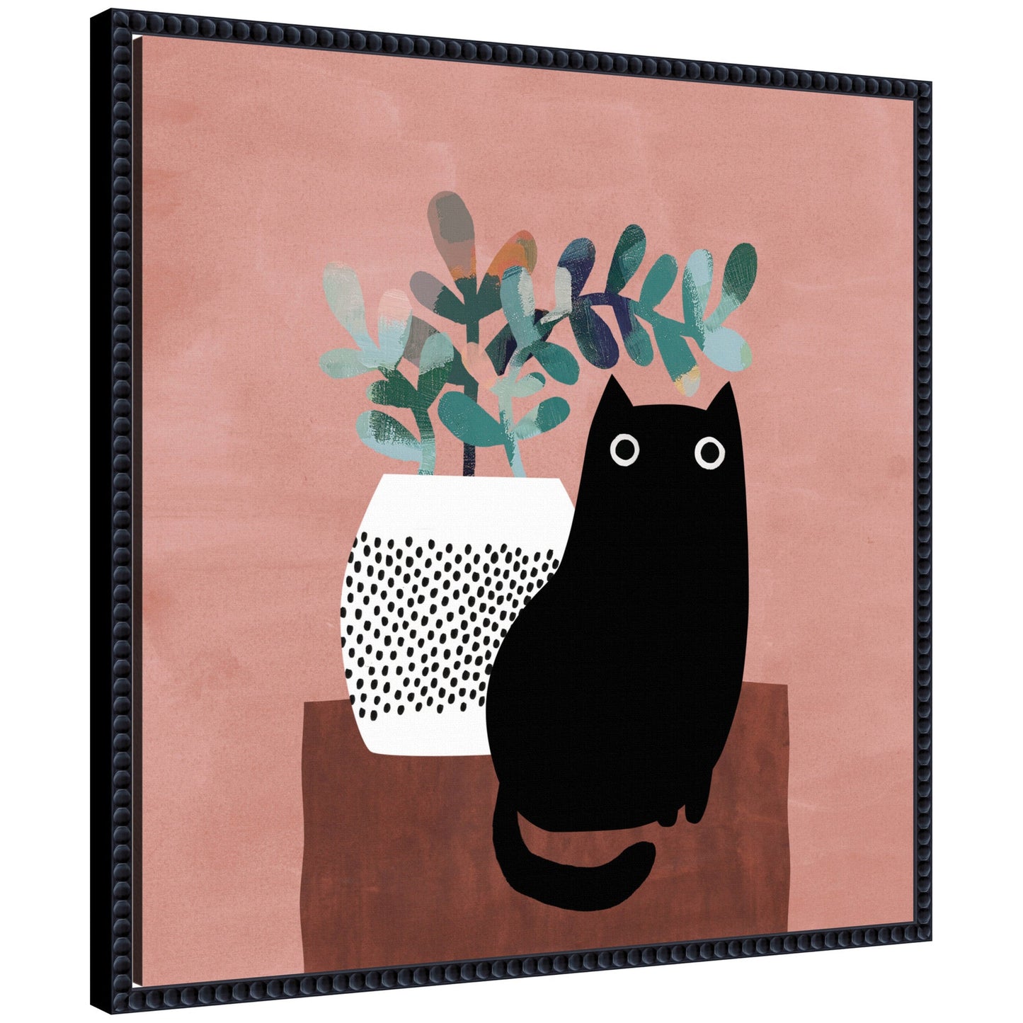 Black cat framed canvas wall art