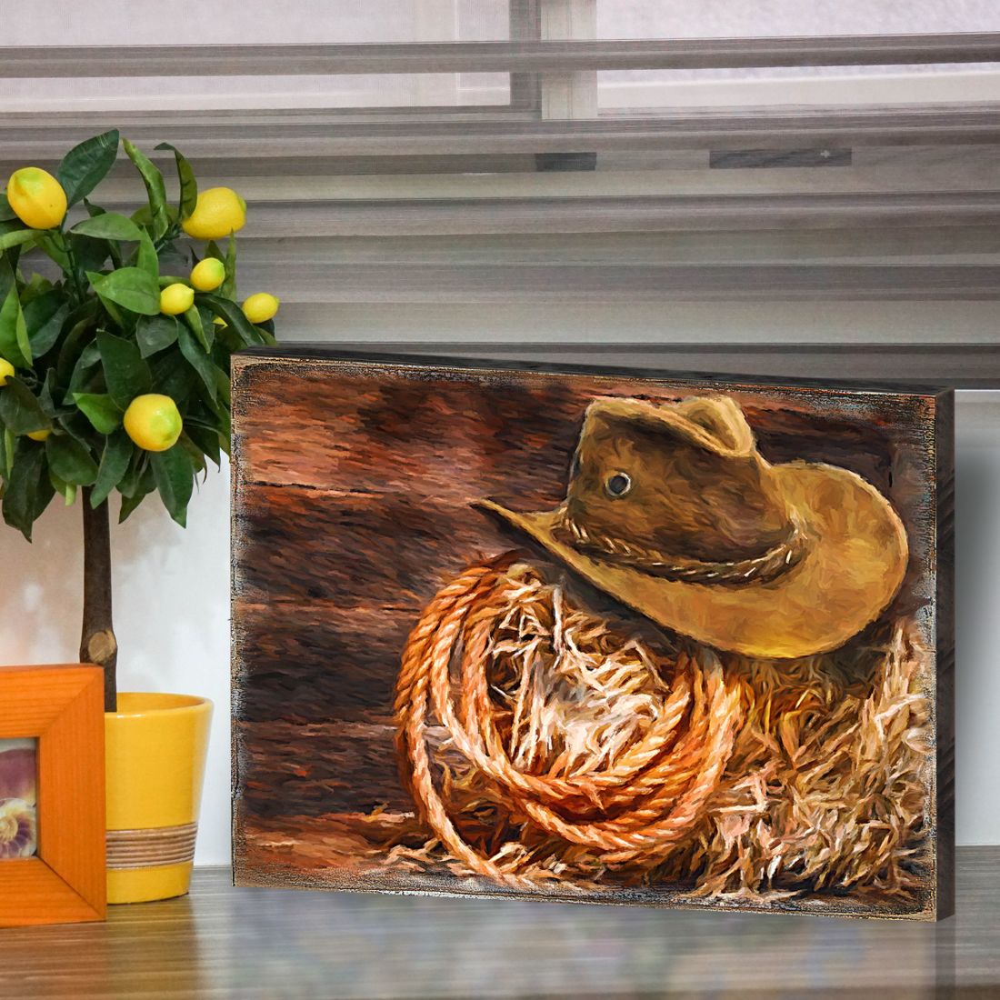 Cowboy Hat Handcrafted Wood Wall Art