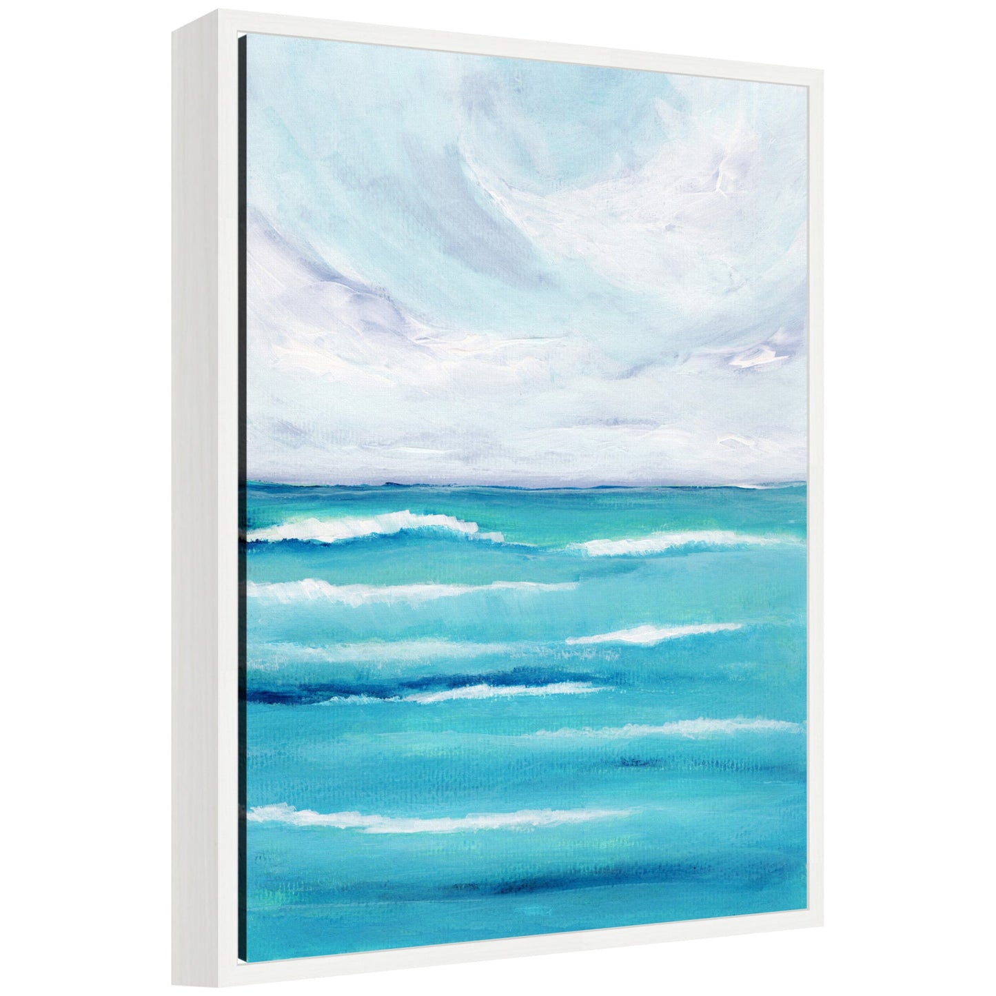 Evening Ocean Waves Framed Canvas Wall Art