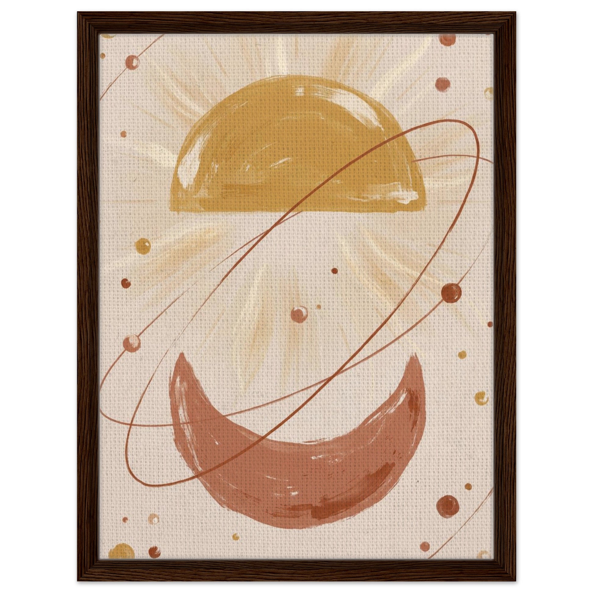 Golden Arc Celestial Boho Wall Art - 45x60 cm / 18x24″ / Framed Canvas - Dark wood frame - Sparkycare