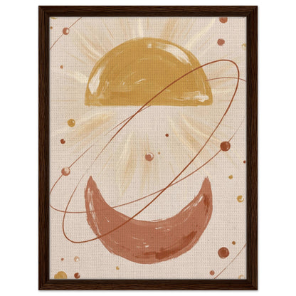 Golden Arc Celestial Boho Wall Art - 45x60 cm / 18x24″ / Framed Canvas - Dark wood frame - Sparkycare