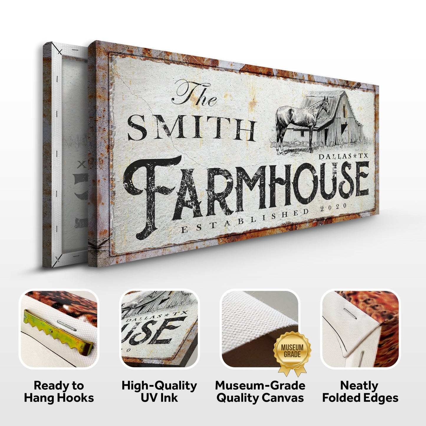 Rustic Horse Farmhouse Canvas Sign
