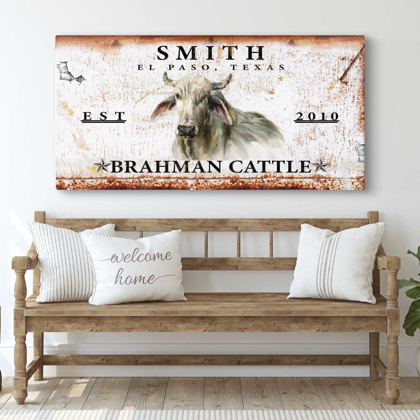 Brahman Cattle Canvas Wall Art Sign