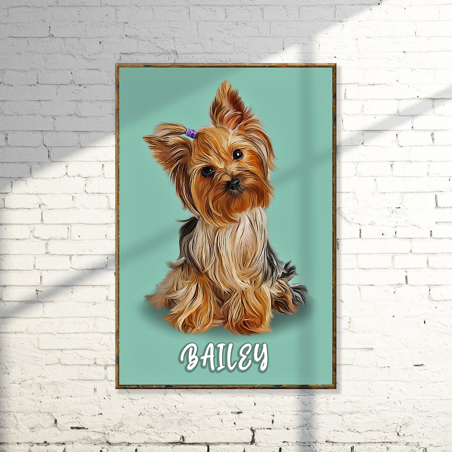 Personalized Yorkshire Terrier pastel pet portrait canvas sign with pet name