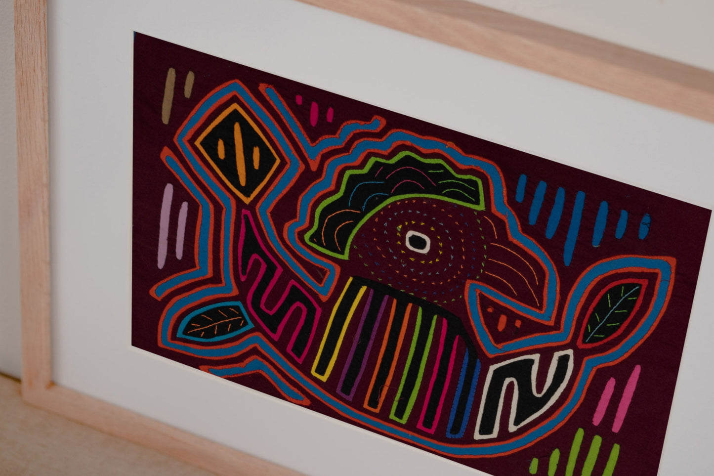 Handsome Rooster Mola Tapestry Folk Art Wall Hanging