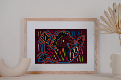 Handsome Rooster Mola Tapestry Folk Art Wall Hanging