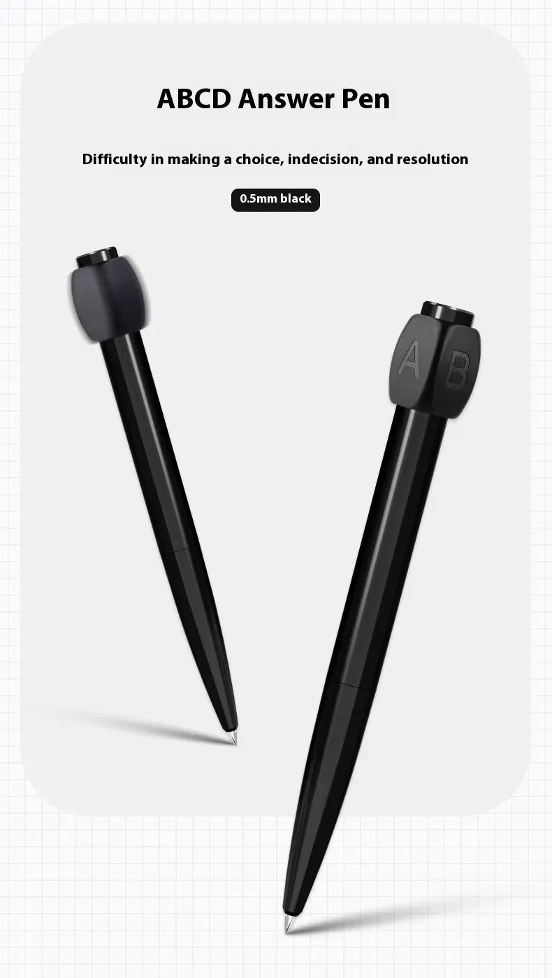 ABCD decision making pen with rotating head black novelty fidget pen 0.5mm