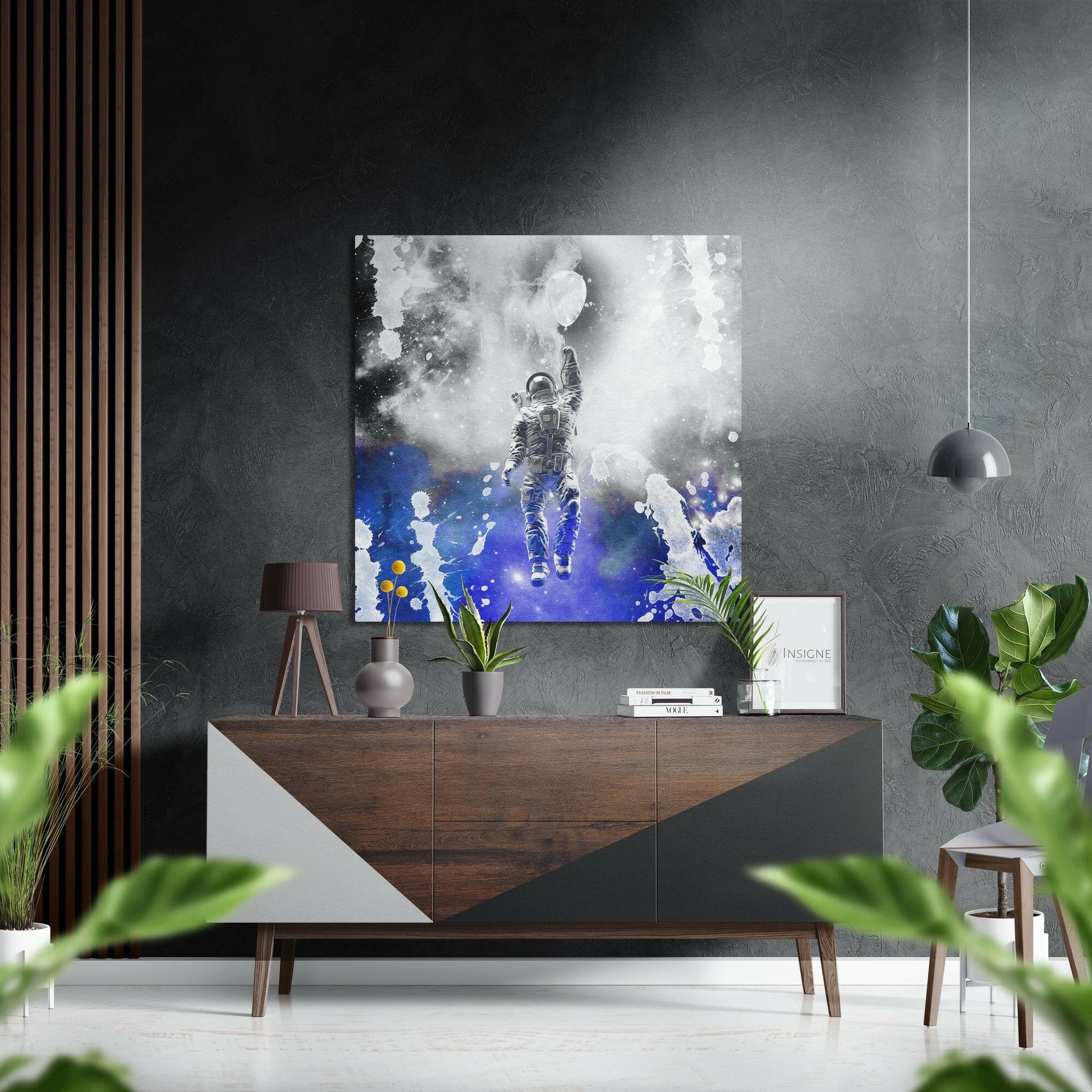Astronaut blue smoke metal wall art