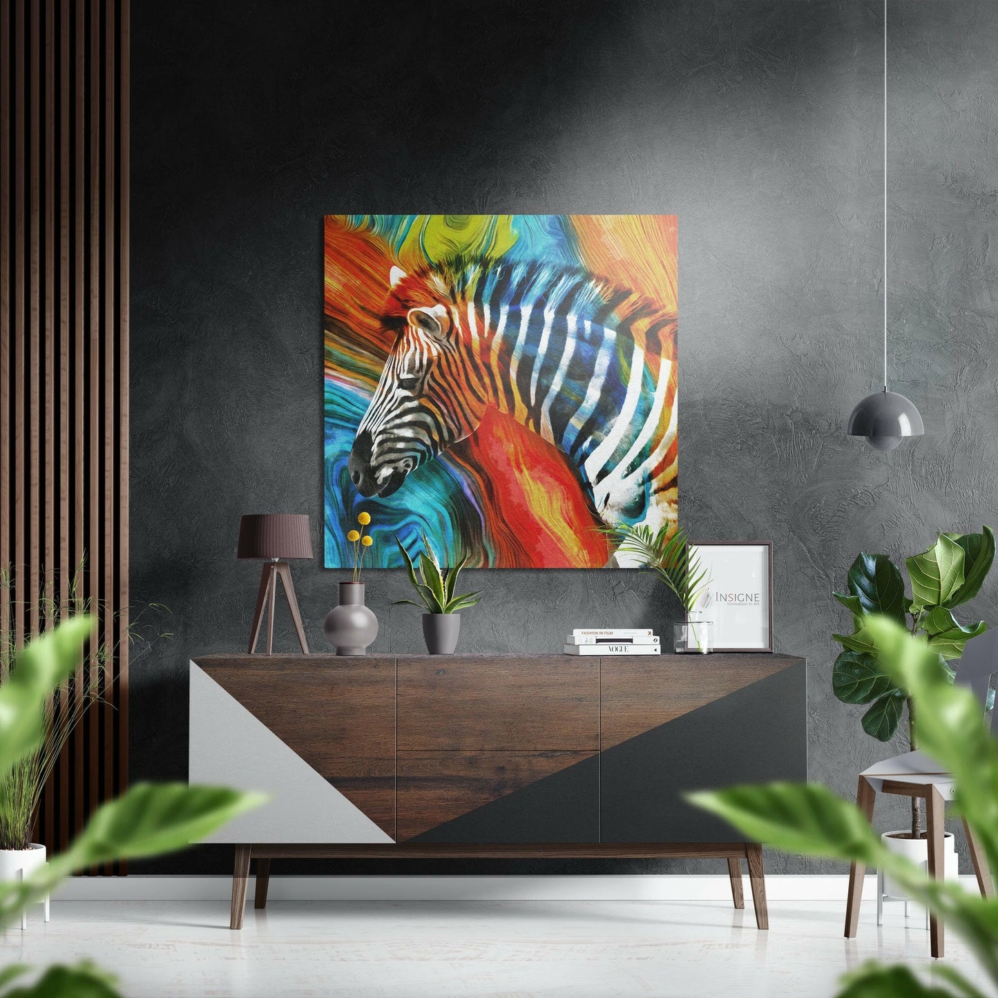 Zebra brushed aluminum wall art