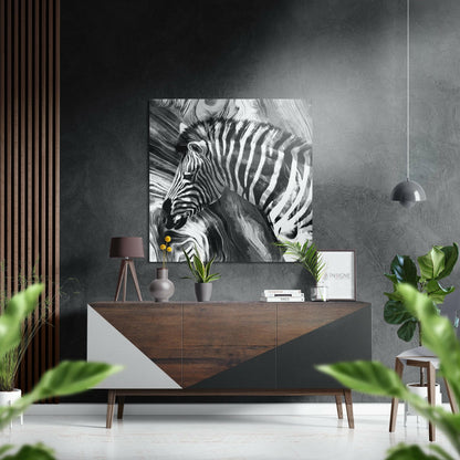Zebra brushed aluminum wall art