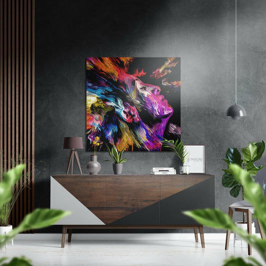 Neon splash singing profile metal wall art