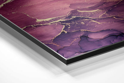 Purple Pink Gold Marble Metal Wall Art