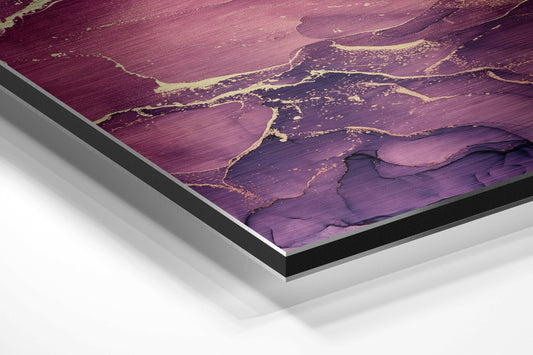 Purple Pink Gold Marble Metal Wall Art
