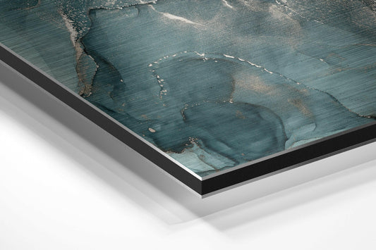 Teal Silver Marble Metal Wall Art