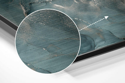 Teal Silver Marble Metal Wall Art
