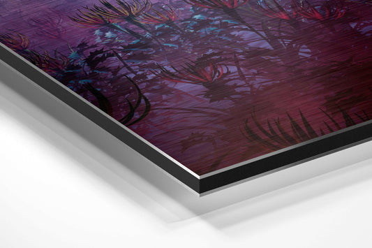 Astronaut Pink Alien Field Metal Wall Art
