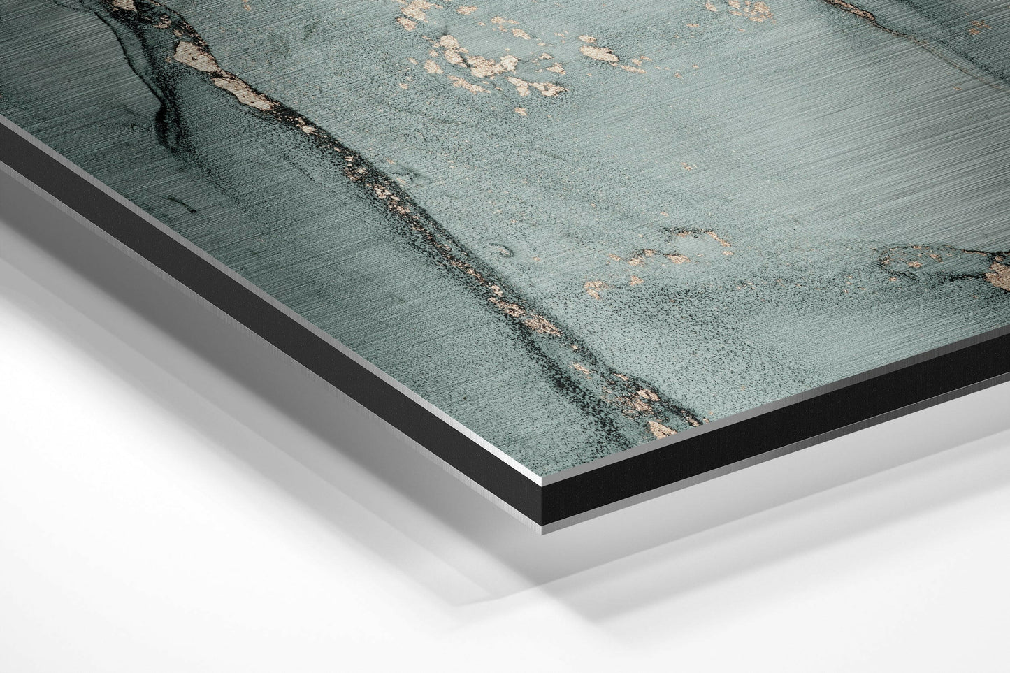 Sage Green Copper Marble Metal Wall Art