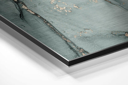 Sage Green Copper Marble Metal Wall Art