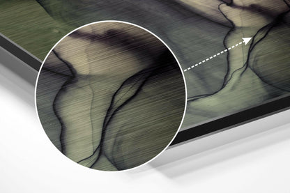 Olive Ivory Ink Marble Metal Wall Art