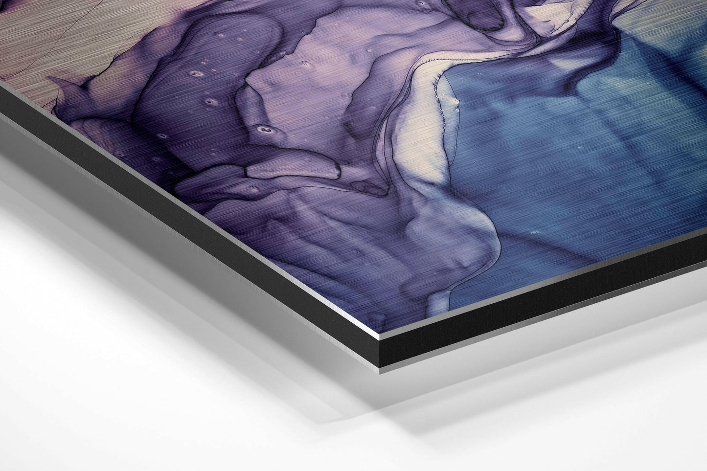 Violet Blue Ink Bloom Metal Wall Art